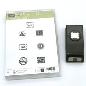 Stampin' Up! Rubber Stamps & Paper Punch Ciao Baby Sign Shape Love Happy Day #1